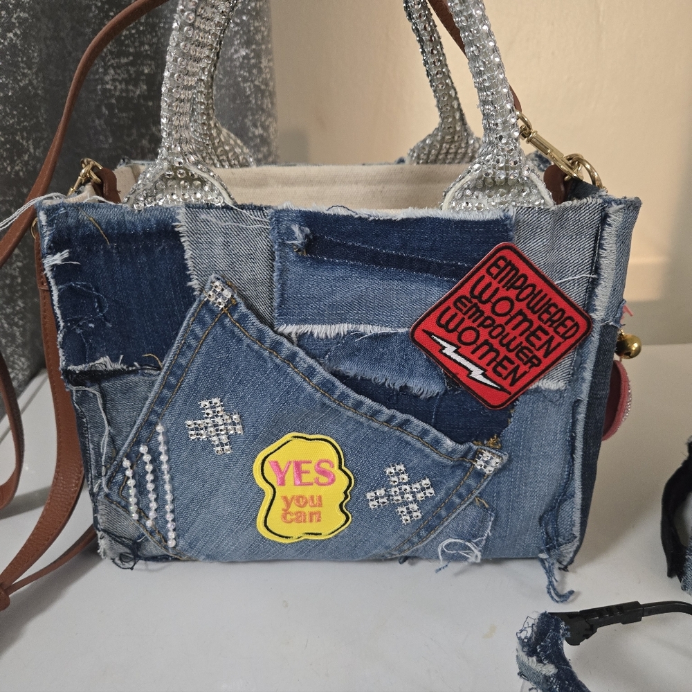 Denim Patchwork Bag and Cap Set NWT - image 5